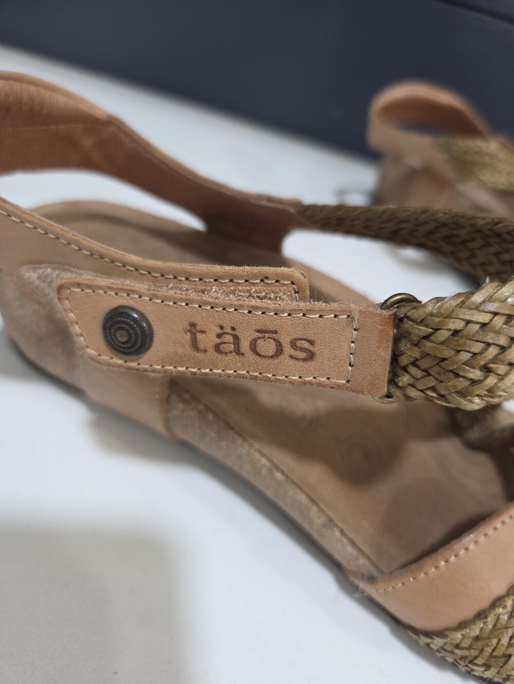 Taos Trulie Braided Strap Comfort Sandals In Camel Arch Support Size 10 - Picture 7 of 10